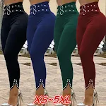 Effen kleur skinny broek met hoge taille. Vormt je figuur, comfortabel en veelzijdig voor elke gelegenheid. Wees stijlvol en chic! — foto 3