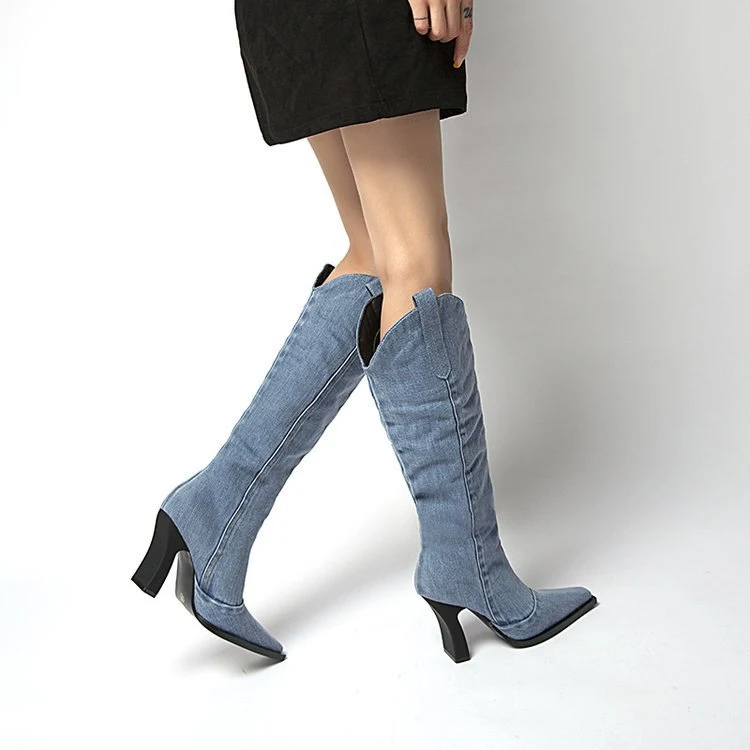 Title 5, Botas country ocidental grossas com bico fino a...