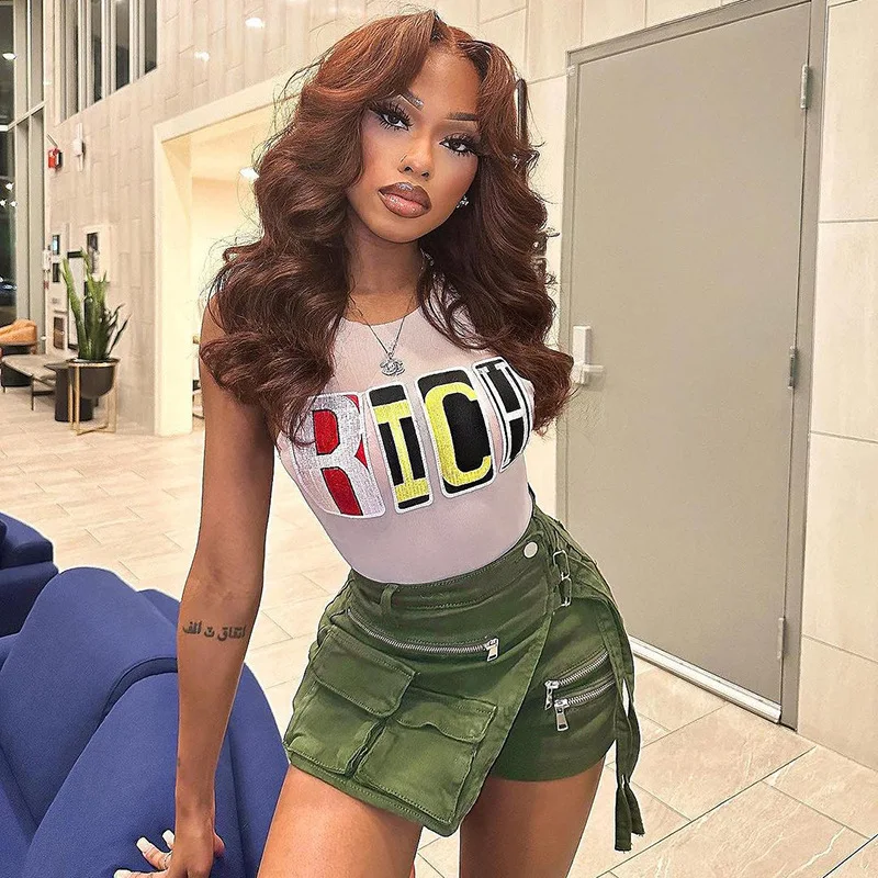 Street Style Hot Girl slim-fit vesttop met letters voor dames — foto 5