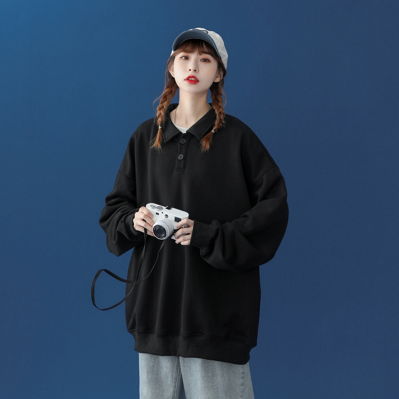 Blusa japonesa feminina de manga longa para o início do outono. Conforto e elegância para looks versáteis e charmosos. Ideal para a estação. — foto 4