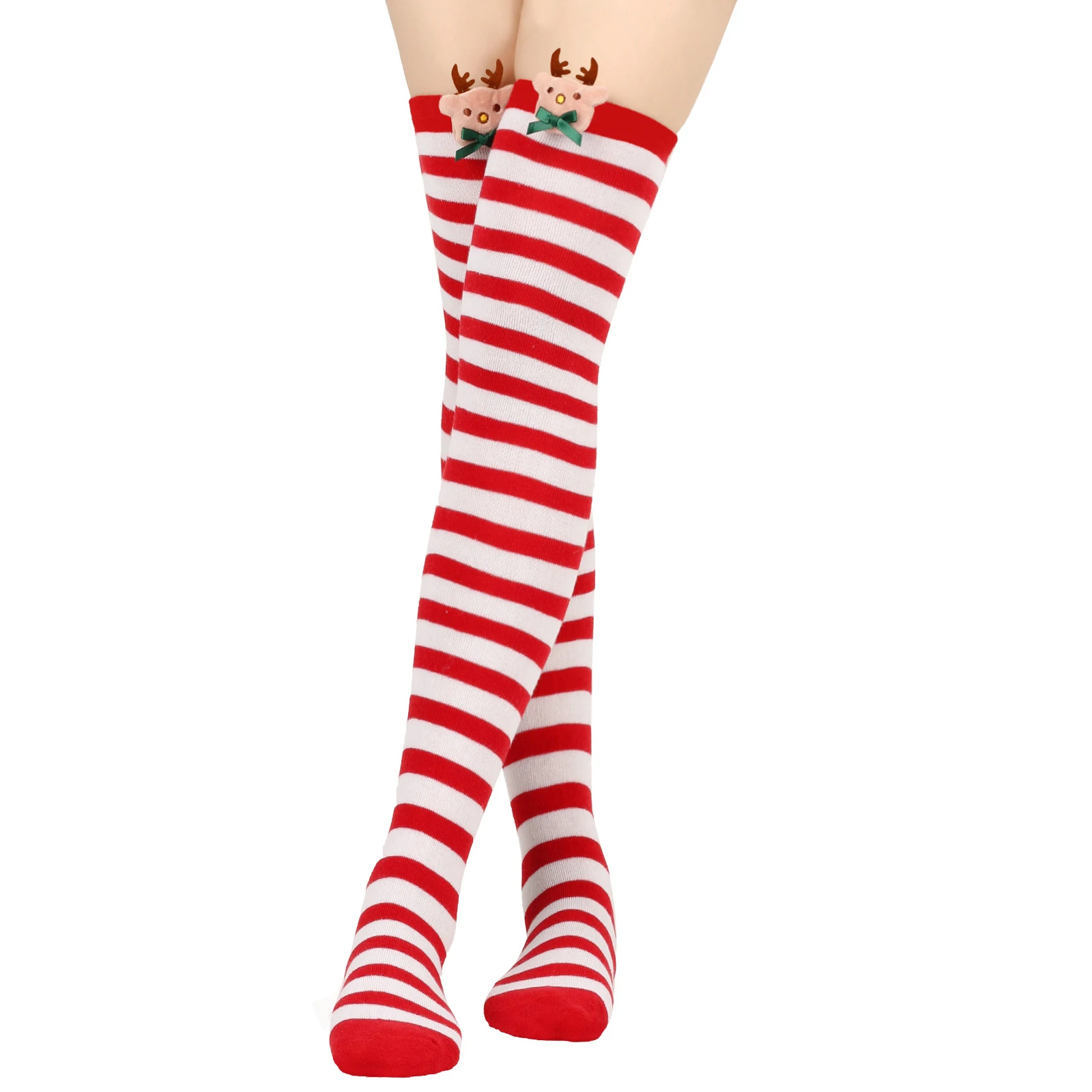 Kerstpop over-de-knie kousen, ideaal om je poppen feestelijk te versieren. Voeg een vleugje kerstsfeer toe aan je poppen. Vrolijk kerstfeest! — foto 30