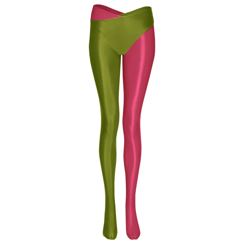 Title 2, Crossed two-color split-leg glossy pants for a ...
