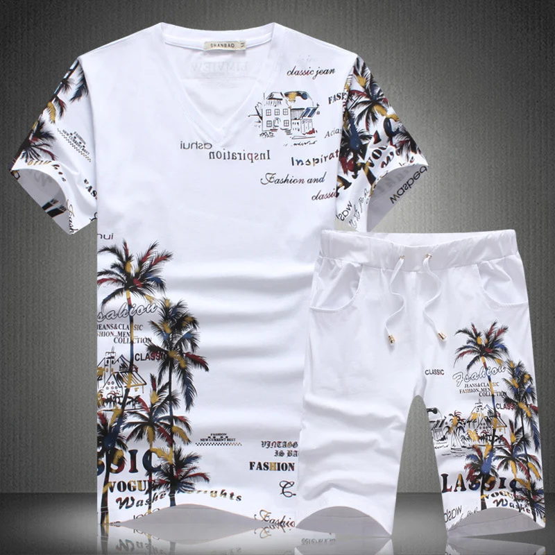 New Men's Short-sleeved Suit Fashion Printed T-shirt and Shorts Set Sports Two-piece Summer Outfit — photo 23