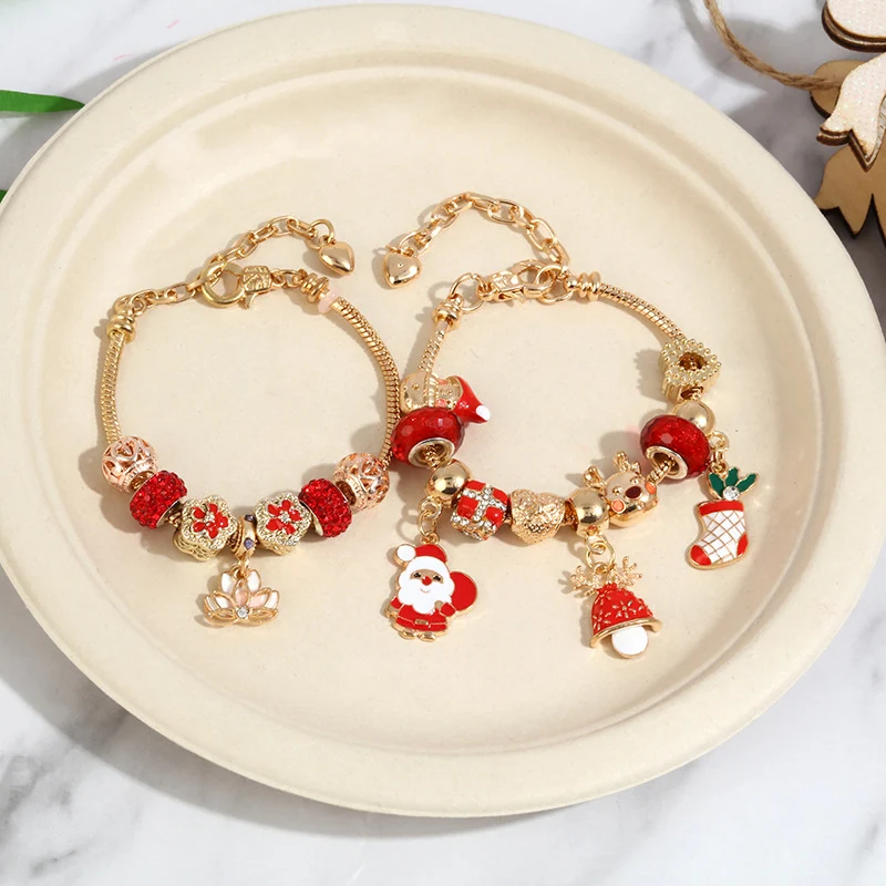 Ornamento Bracciale con Perline di Cristallo a Foro Grande Regalo di Natale Bracciale decorativo elegante Perfetto per le feste — foto 9