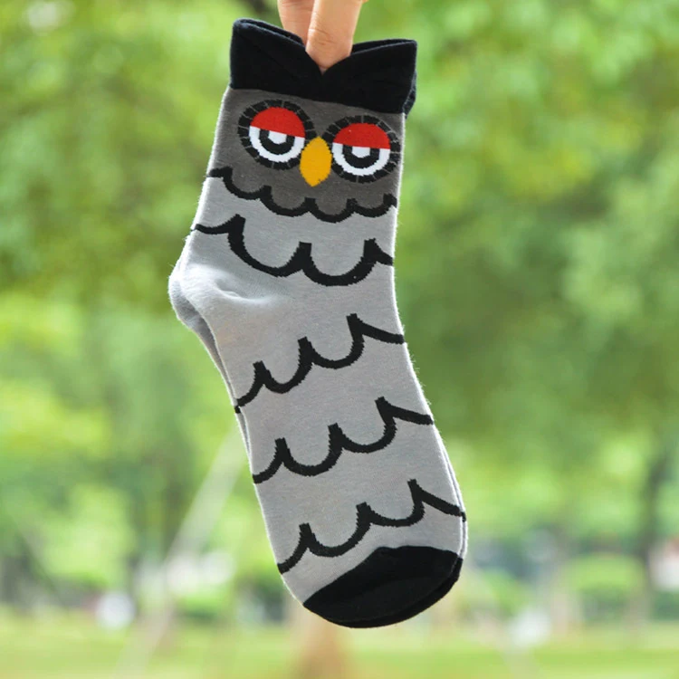 Women's owl cartoon socks – Comfortable and fun socks for everyday wear. Perfect for adding a touch of cuteness to your — photo 2