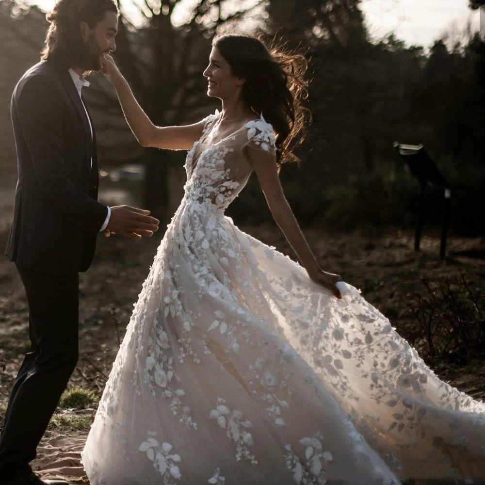 Title 5, Vestido de novia blanco de encaje para mujer El...