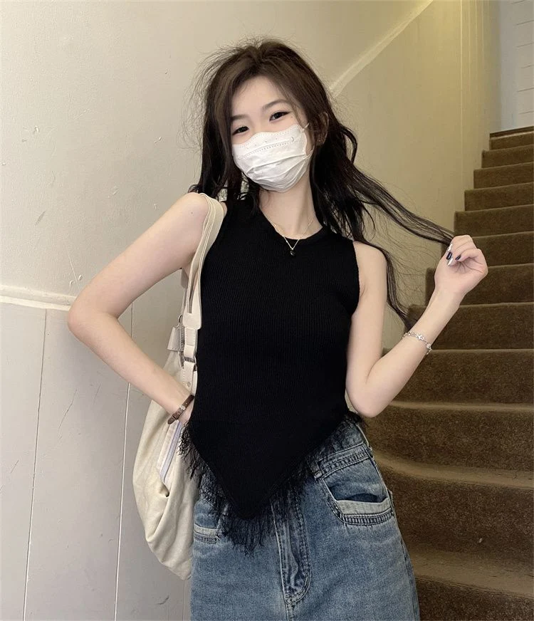 Women's Pure Color Halter Strap Elegant Knitted Sleeveless Top — photo 4
