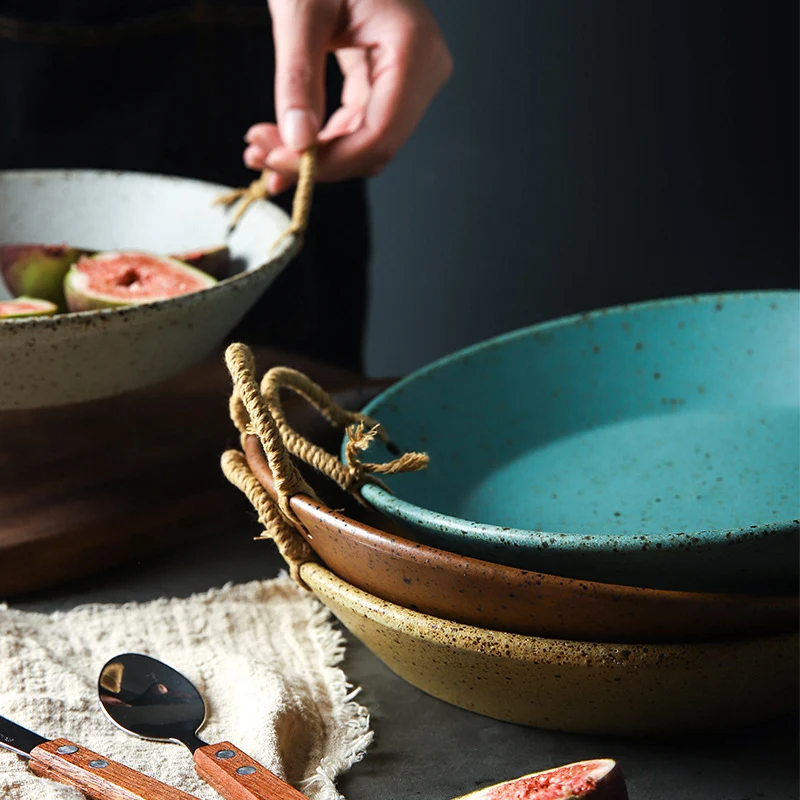 Creative Binaural Retro Hemp Rope Ceramic Bowl. Perfect for adding a unique touch to your home decor, providing a natura — photo 3