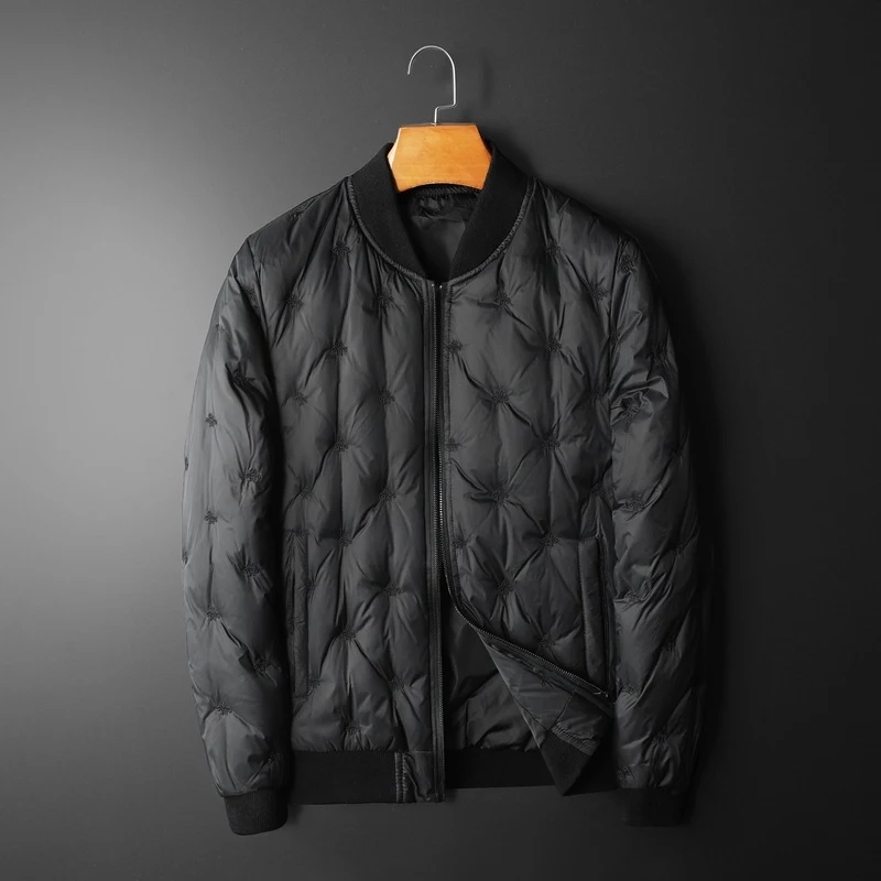 Casaco masculino com gola de beisebol espessa e abelha, tendência da moda para homens, ideal para o inverno, quente e estiloso. — foto 9