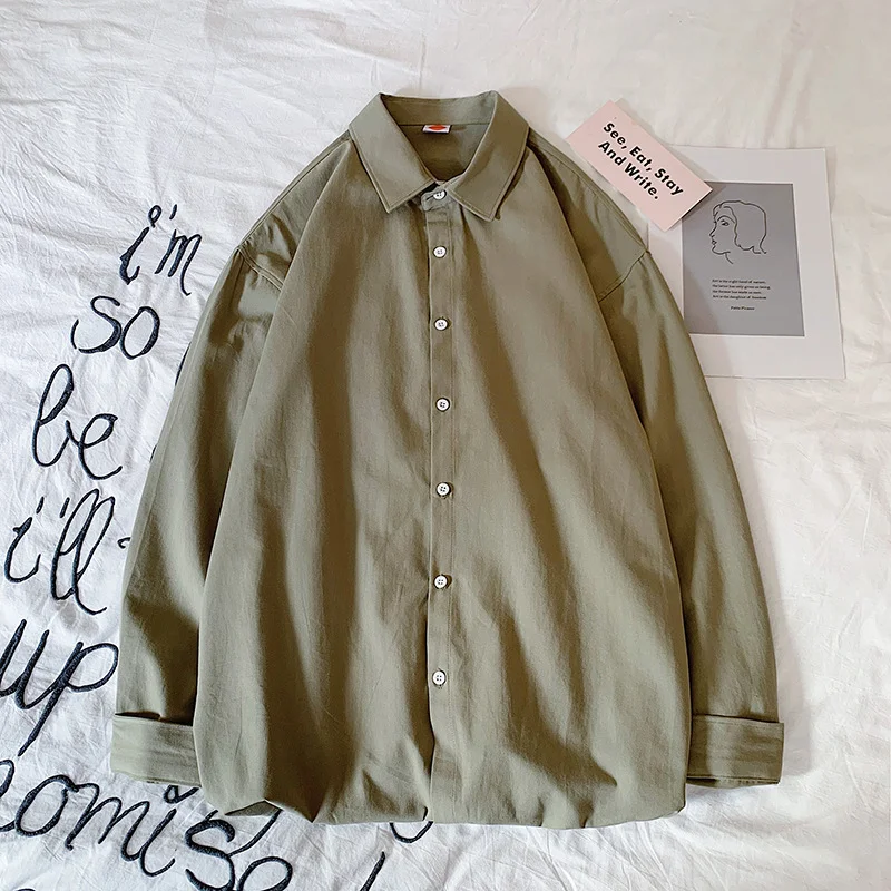 Title 8, Casual Washed Cotton Hong Kong Style Shirt Loos...