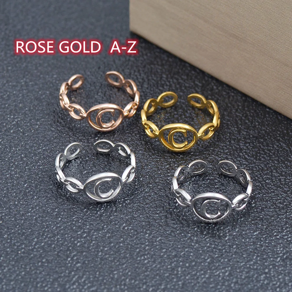 Pulseira de Aço Inoxidável com 26 Letras Inglesas Anel Feminina Ajustável Joia Elegante e Durável Presente Perfeito para Ela — foto 8