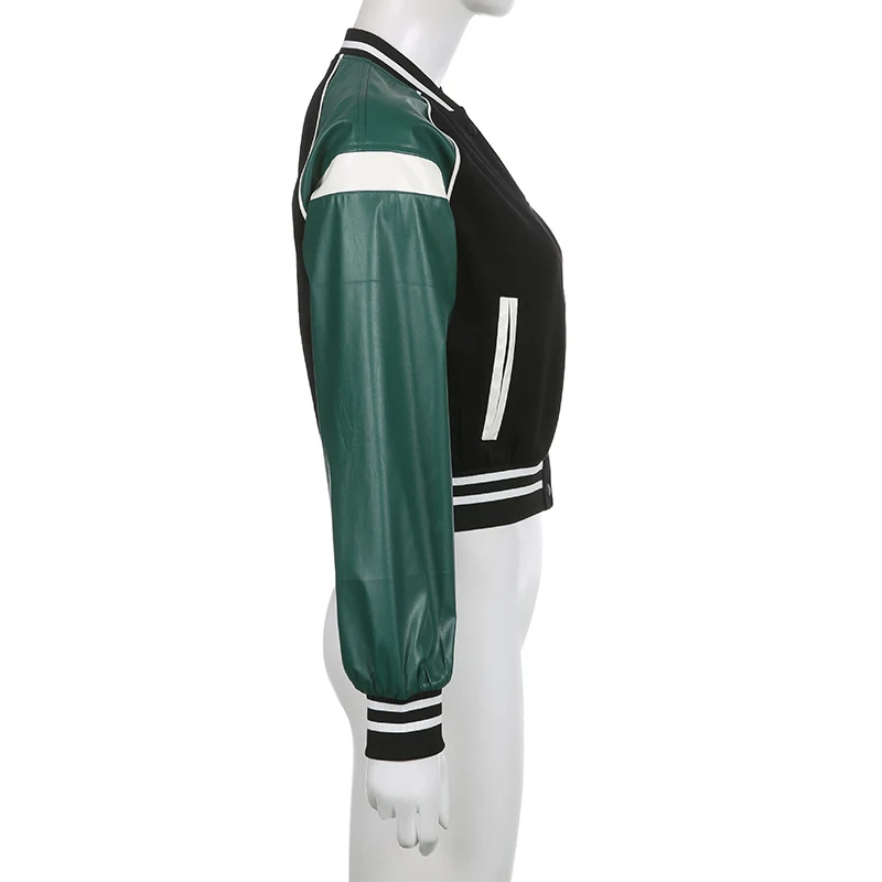 Title 10, Giacca casual da baseball in pelle con cuciture...