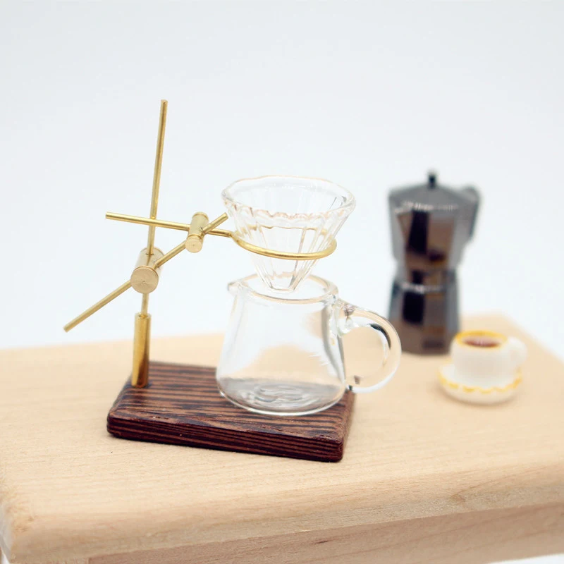 Dollhouse Mini Hand Punch Coffee Set with Shelf, Glass Pot, Miniature Living Room and Kitchen Scene Accessories — photo 12