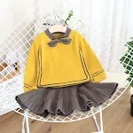 Conjunto de saia e suéter de tricô para bebês e crianças, macio e confortável. Ideal para o dia a dia, quentinho e charmoso. — foto 1