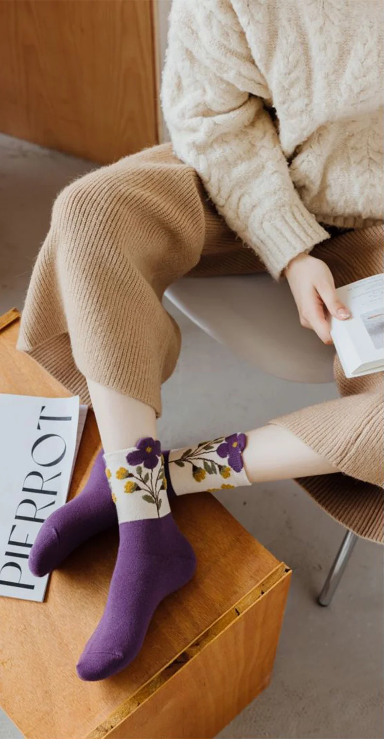 Title 9, Purple Wool Socks for Women, Cute College Style...