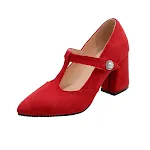 Women's thick-heeled, high-heeled, pointed-toe, shallow T-shaped single shoes, offering style and comfort for everyday w — photo 4