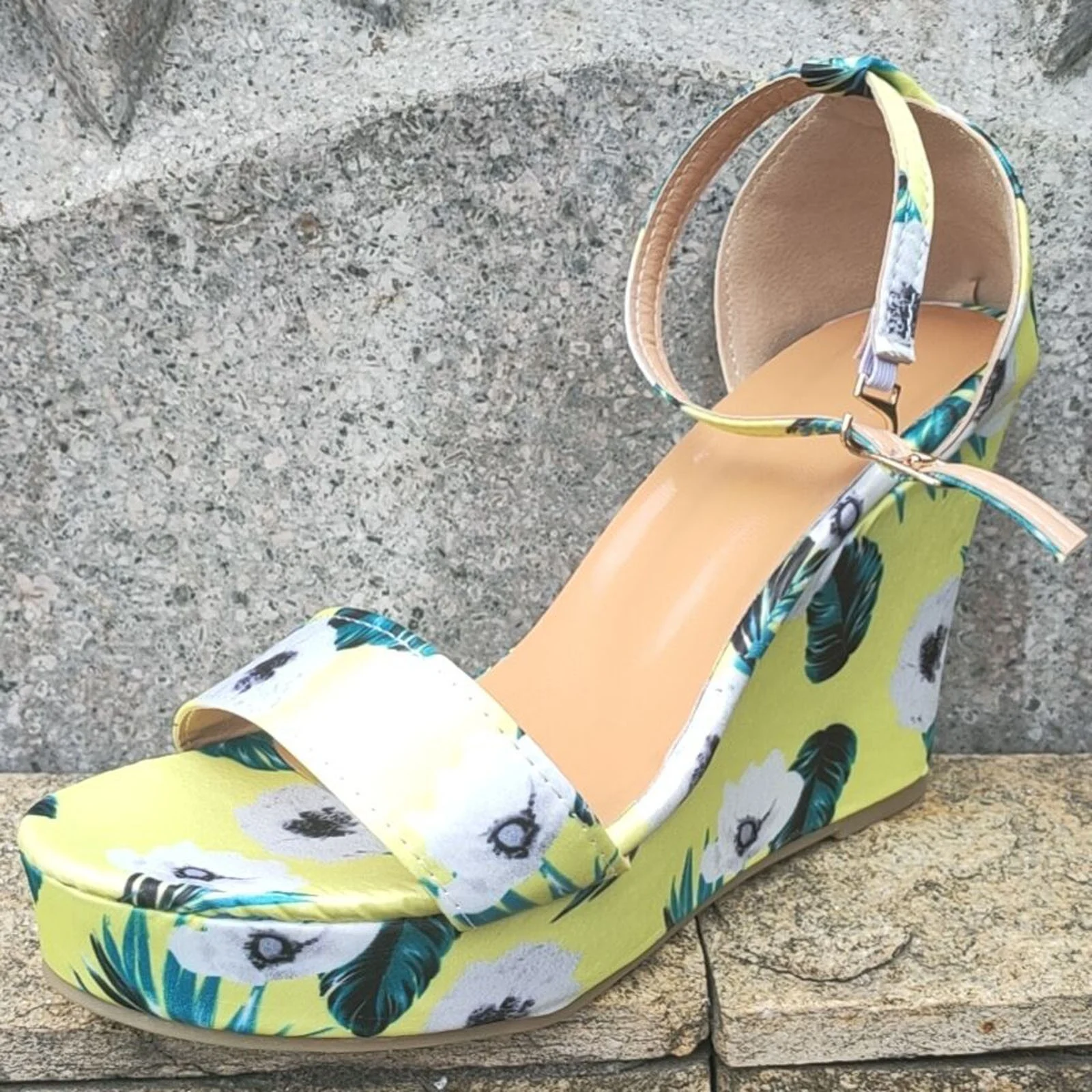 Color Matching Floral Cloth Fashion Sexy Running Platform Catwalk Slope Heel Sandals Large Size for Women's Shoes — photo 1
