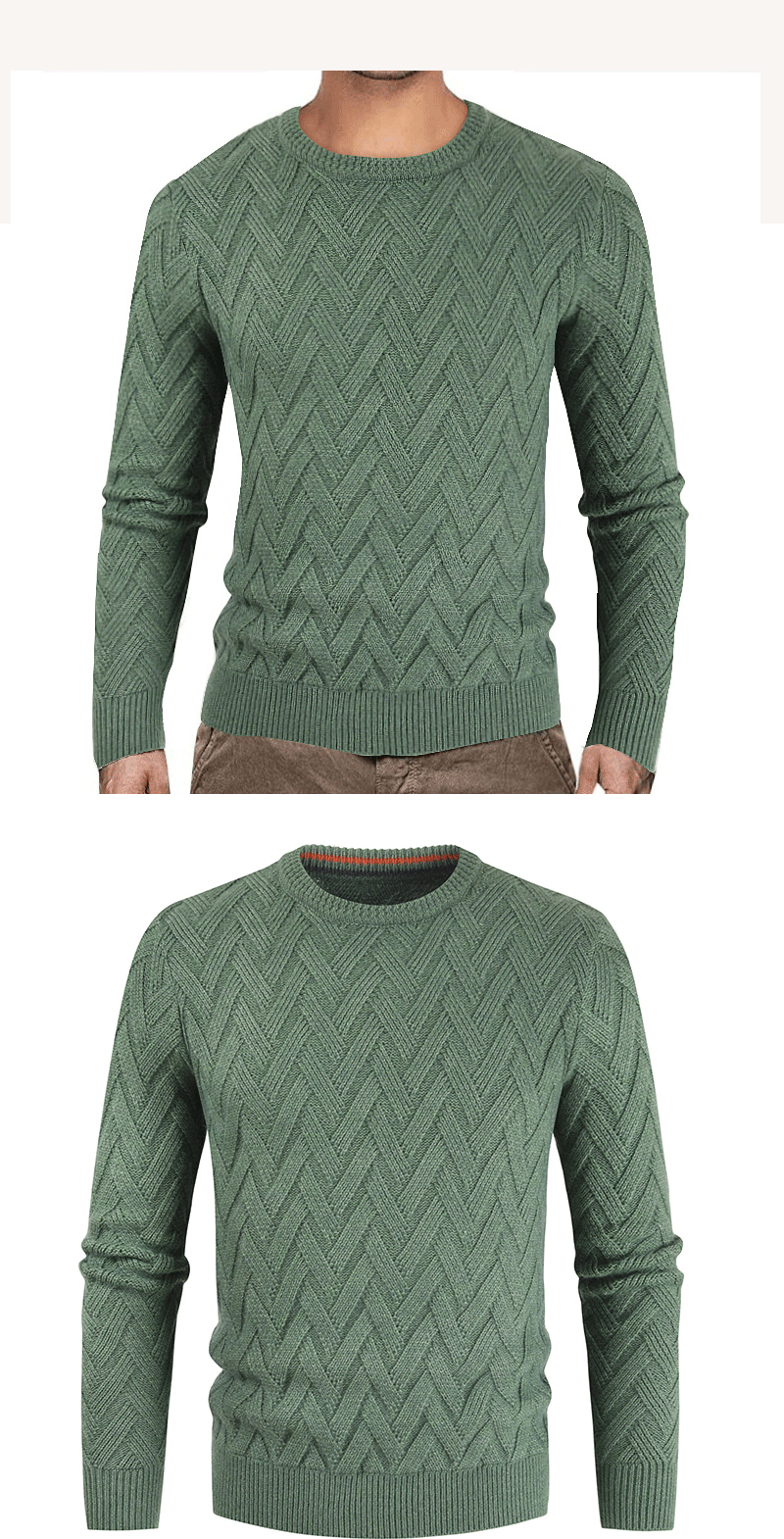 Title 4, Mens Sweater Solid Color Round Neck Slim Fashi...