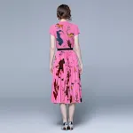 Western Style Printed Stand Collar Elegant Slim Slimming Pleated Fashion Suit Two-piece Set — photo 1
