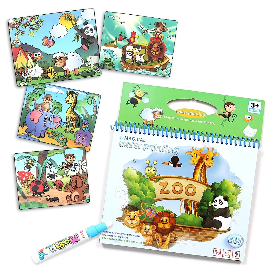 Livro de pintura com água para educação infantil, anime, inglês digital, conhecimentos básicos, álbum de grafite aquarela. — foto 12