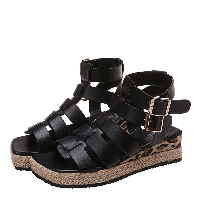Sandalias de cuña con plataforma de cuerda de cáñamo tejida para mujer — foto 1