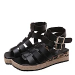 Sandalias de cuña con plataforma de cuerda de cáñamo tejida para mujer — foto 1