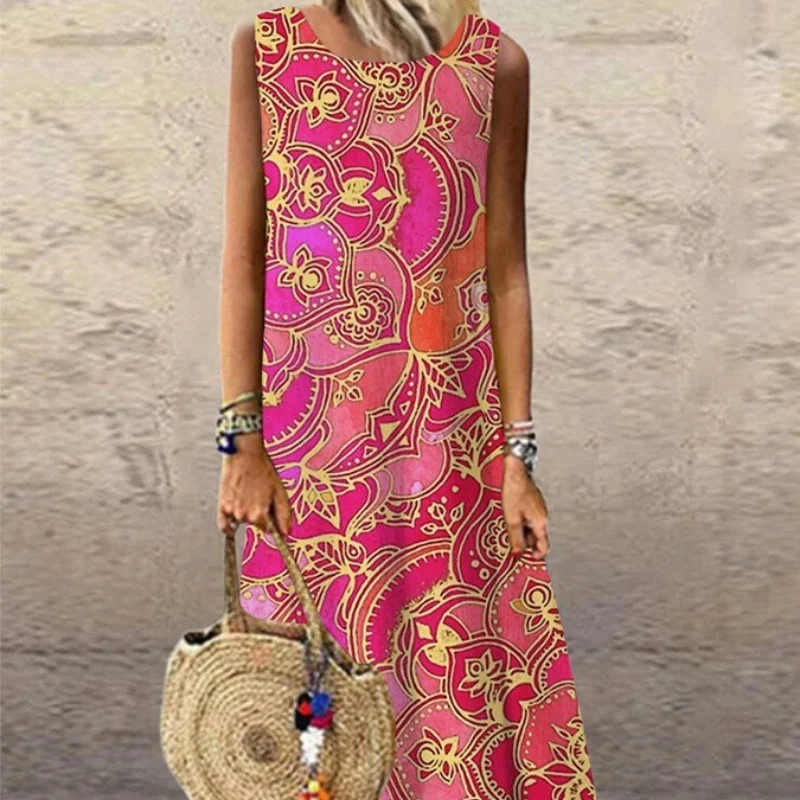 Printed Round Neck Dress Home Dress — photo 11