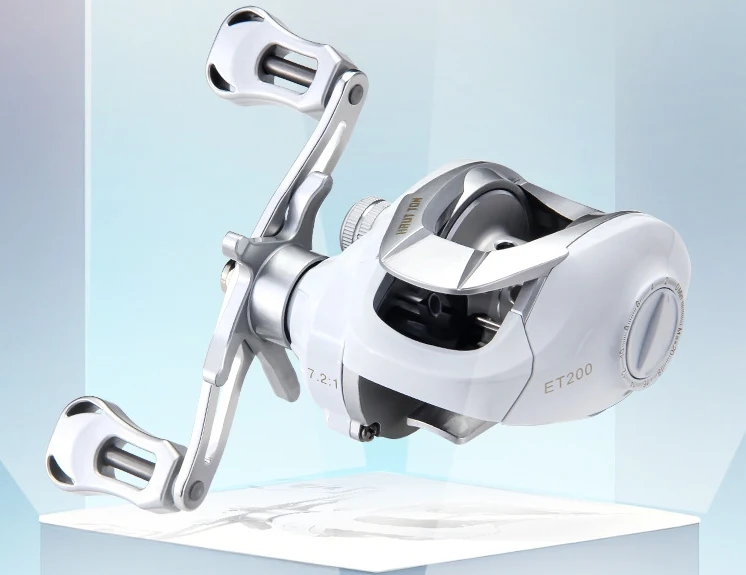 Carrete de baitcasting blanco micro pequeño, rueda de goteo, relación de velocidad, ideal para pesca, ligero y preciso, fácil de usar. — foto 14