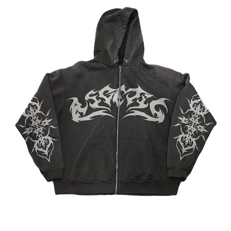 Street Gothic Y2g Printed Hoodie Women's Leisure Sports Loose Zip Coat, comfortable, stylish, and perfect for casual wea — photo 2