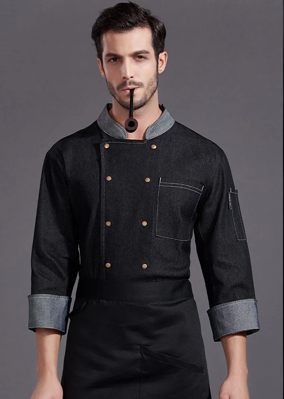 High-Grade Denim Work Clothes for Hotel, Restaurant, and Club Head Chefs. Durable, stylish, and comfortable chef apparel — photo 1