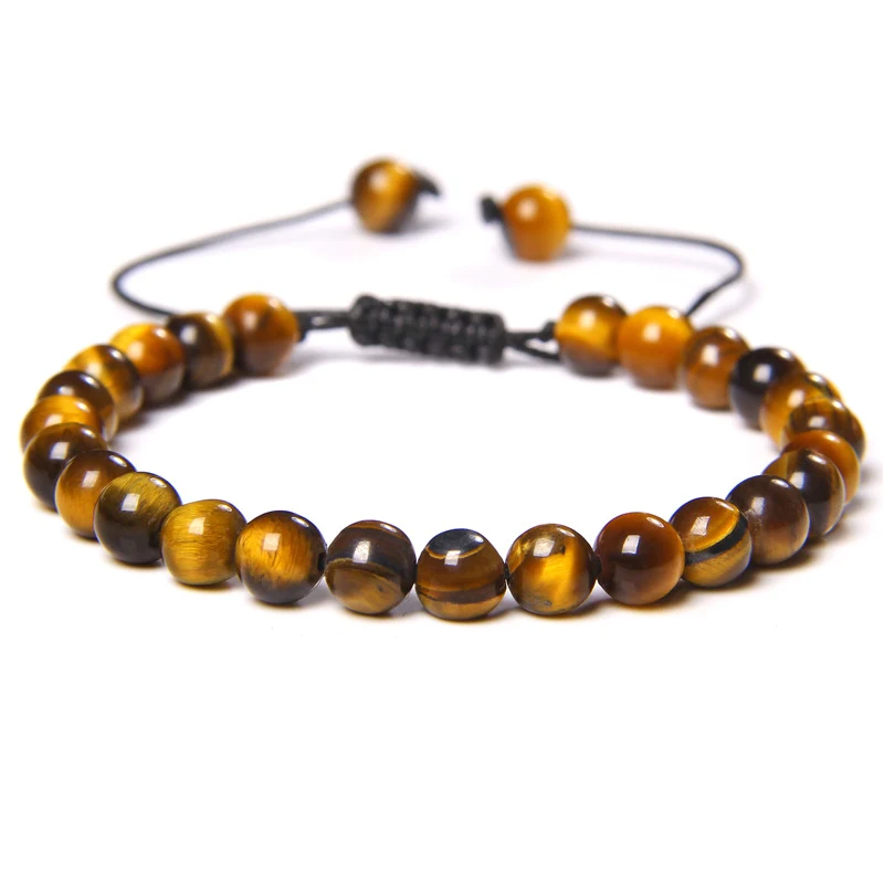 Title 3, Pulseira tecida de olho de tigre natural para m...