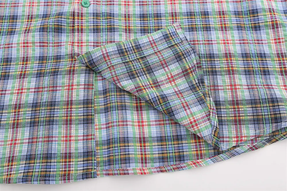 Title 4, Camisa xadrez retrô americana casual para menin...