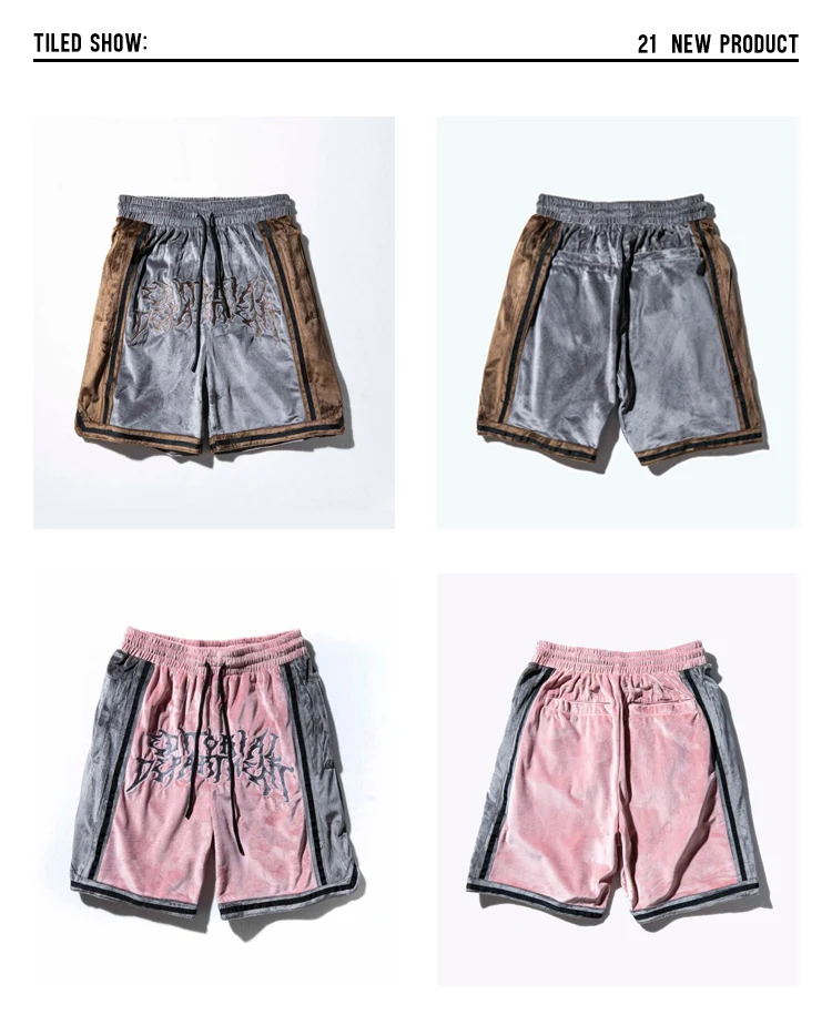 Title 18, Mens Street Hip-Hop Shorts, Thin Velvet Embroi...