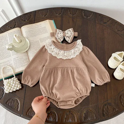 Title 5, Tutina Neonato Waffle Grace con Colletto – Morb...