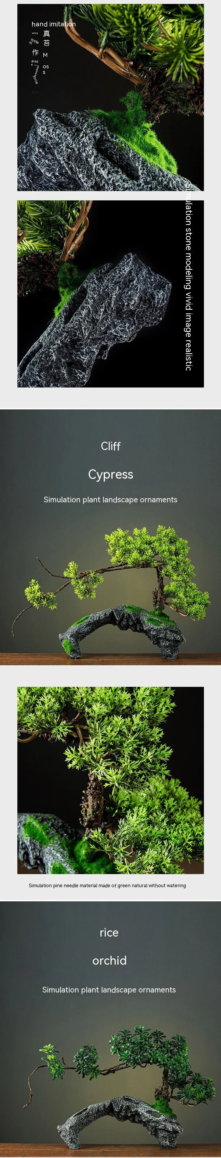 Title 2, Groene kunstmatige dennen bonsai rotsplant met ...