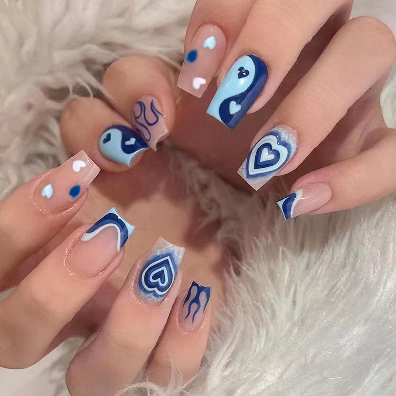Blue Flame Yin And Yang Love Wear Armor Nail Stickers, love and protection, easy application, for unique and long-lastin — photo 1
