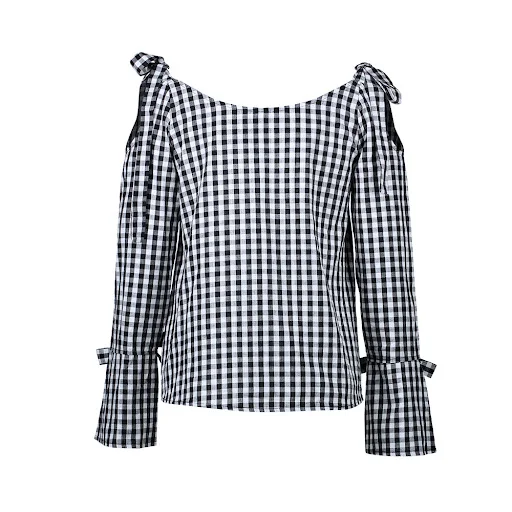 Title 3, Camisa com laço sem alças e mangas compridas