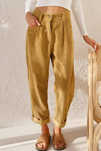 Title 6, New Womens High Waist Solid Color Corduroy Cas...