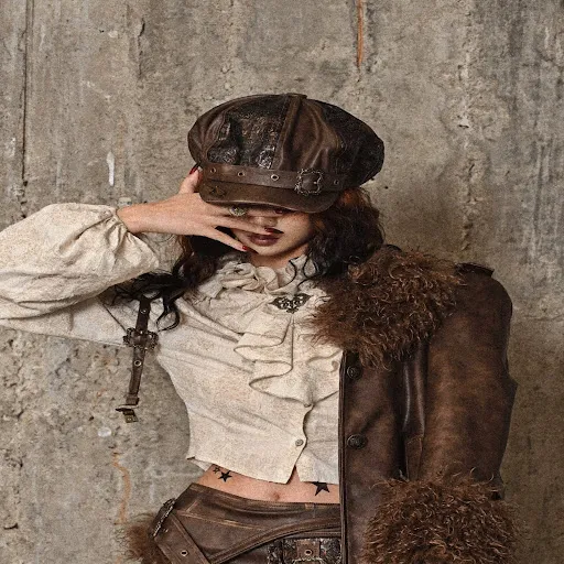Title 1, Old Hot Girl Punk Rivet Octagonal Cap Painter Cap