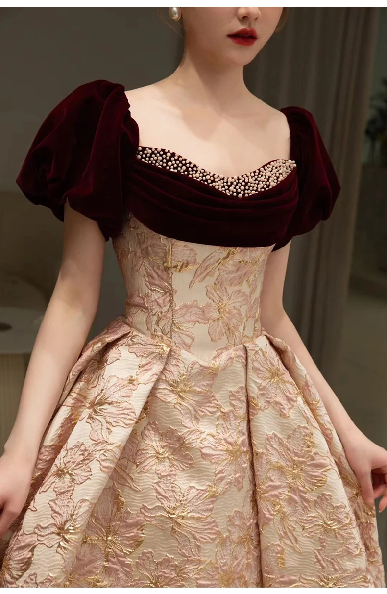 Summer Red French Engagement Off-shoulder Fashion Runway Banquet Evening Dress — photo 11