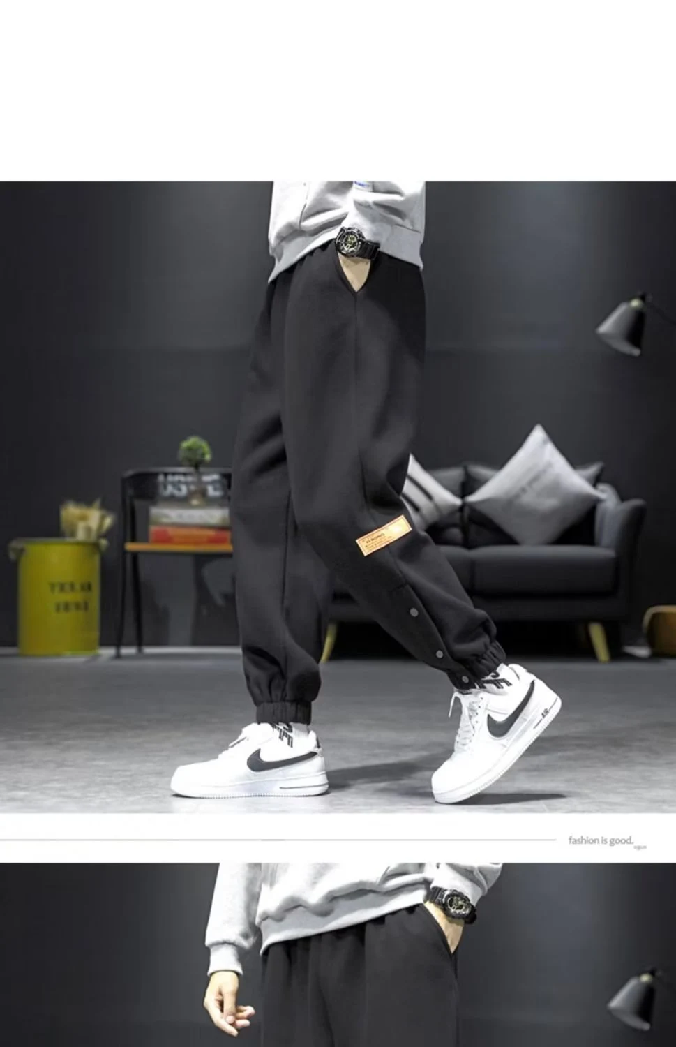Title 3, Autumn And Winter Velvet Padded Casual Pants. E...