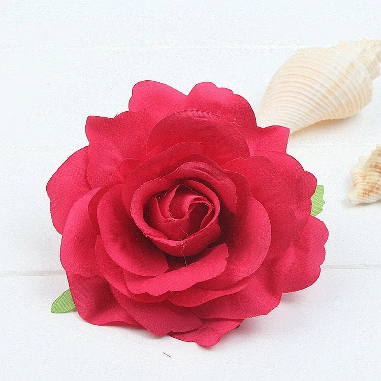 Tocado con flores de novia DIY de alta gama, horquilla con rosas rojas de tela flocada, ideal para bodas y peinados elegantes. — foto 10