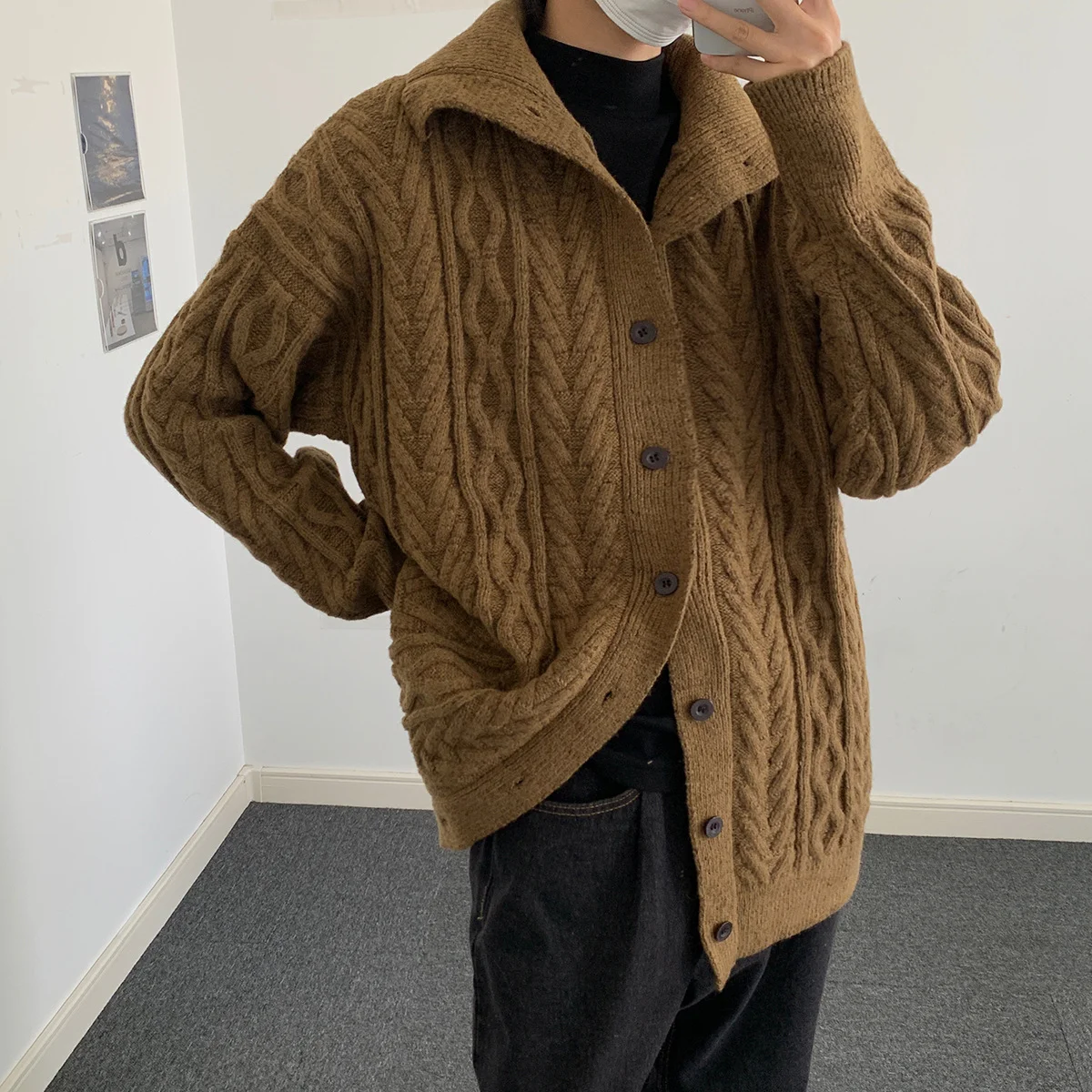 Title 5, Korean Vintage Twist Lapel Knit Sweater for an ...