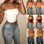 Nieuwe dames sexy off-shoulder strapless casual tanktop. Perfect voor een comfortabele en stijlvolle casual look. Ideaal voor warme dagen. — foto 7