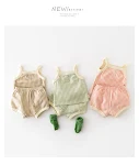 Pijama de verão para bebês estilo coreano, com suspensórios finos e shorts, ideal para uso em casa, leve e confortável para meninos e meninas. — foto 17
