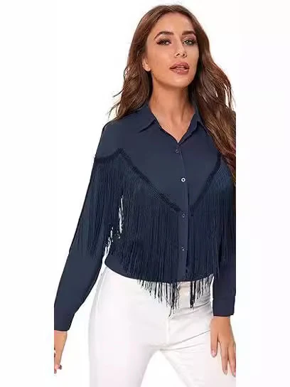 Title 2, Camicia top decorativa a maniche lunghe con bot...