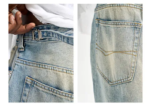 Title 9, Mens Summer Retro Loose Fitting Denim Shorts