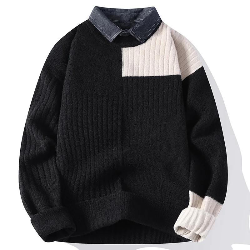 Men's Autumn and Winter Shirt Collar Loose Knitted Sweater, offering comfort, warmth and a relaxed, stylish appearance. — photo 1