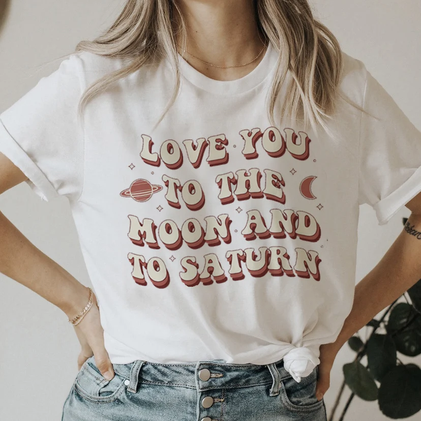 Title 5, Lieve schattige letters T-shirt losse ronde hals