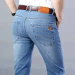 Casual Korean-style comfortable stretch straight jeans, designed for everyday wear, offering a relaxed fit and all-day c — photo 16